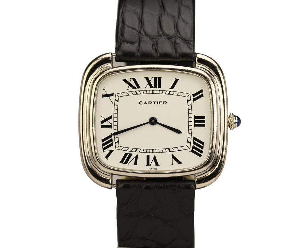 1970's 18K White Gold Cartier "TV Screen" Vintage Wrist Watch