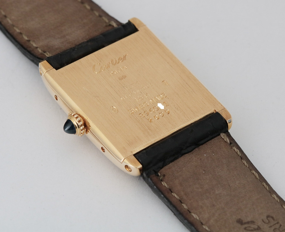 Back Of 1990's Cartier 18K Yellow Gold Tank Arrondie Ref. 896041