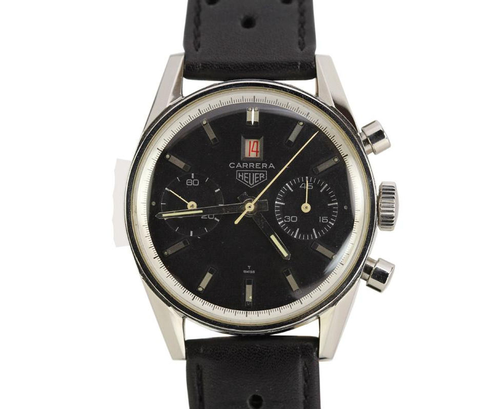 Heuer Carrera Dato 45 Stainless Steel Vintage Chronograph Wrist Watch