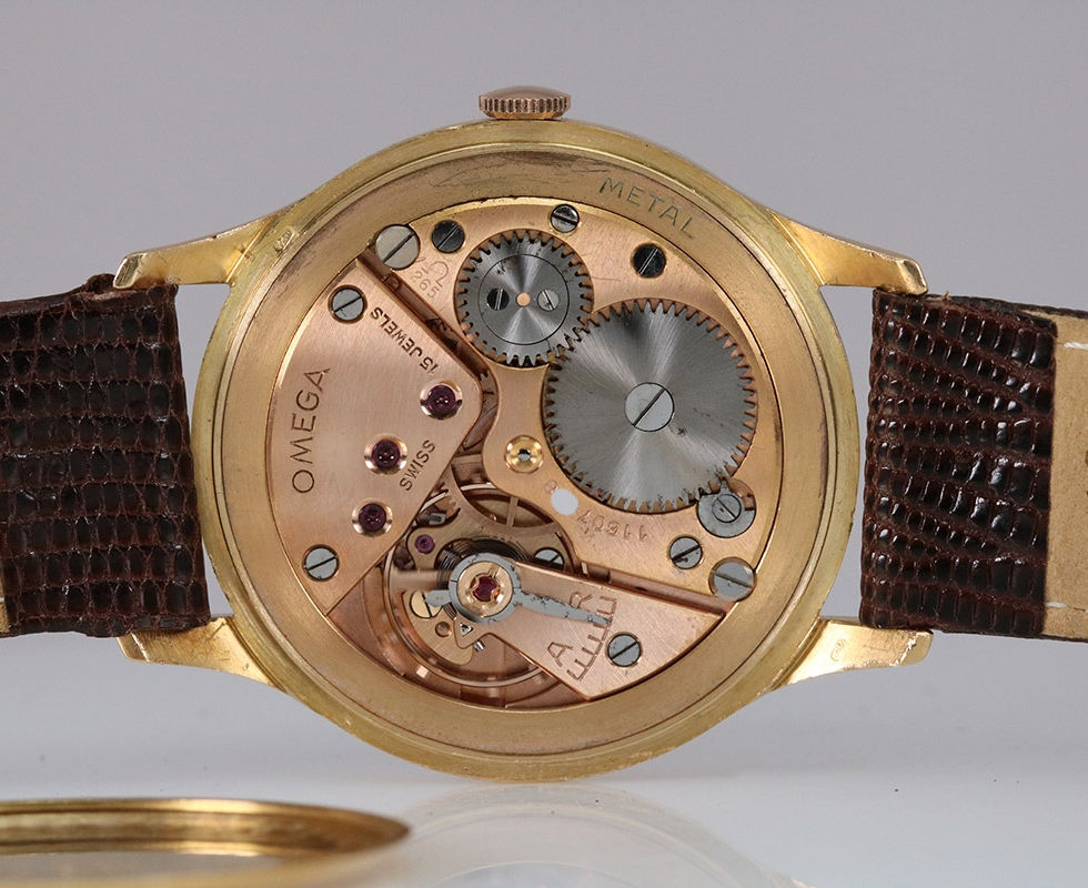 Movement In 1950's Omega Rose Gold Over-Sized Dress Watch Ref. 2609