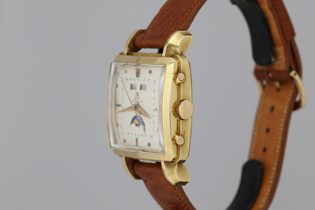 1950's Gold Gubelin Tripledate Moonphase Wrist Watch