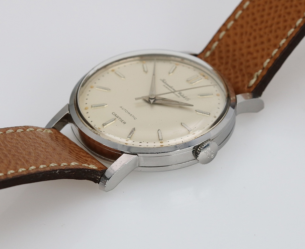 1960's Vintage Stainless Steel IWC Wrist Watch Double Signed for Cartier