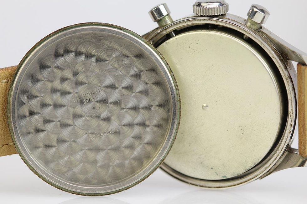 Inner Case Of 1950's LeCoultre Vintage Stainless Steel Valjoux 72 Chronograph Wrist Watch