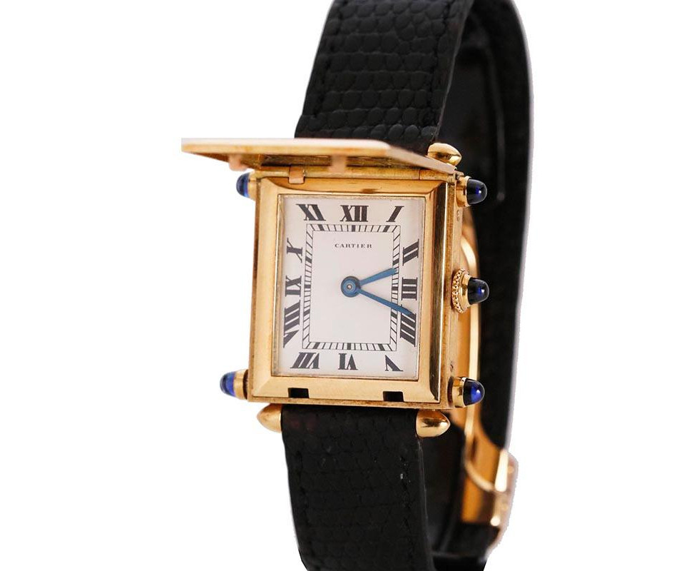Cartier Tank Obus Savonnette Hunter Case Wrist Watch Circa 1937