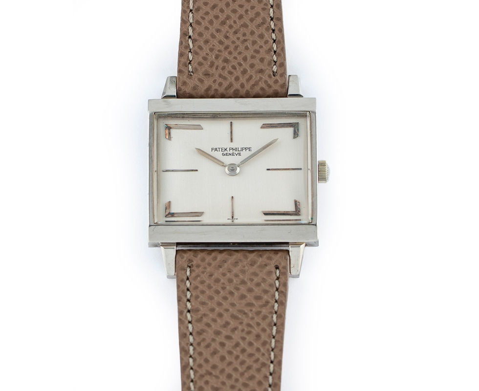 Very Rare 1962 Patek Philippe Rectangular Ref. 3406 Wrist Watch in 18K White Gold