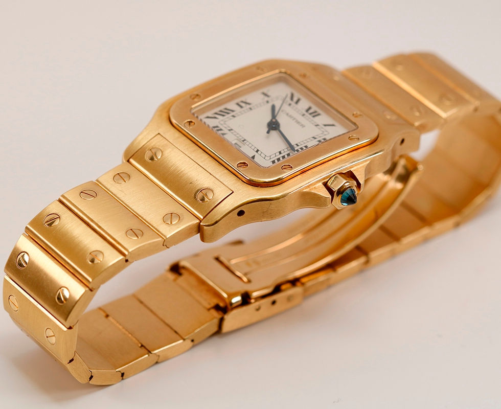 1980's Gold Cartier Santos Galbee Crown Side