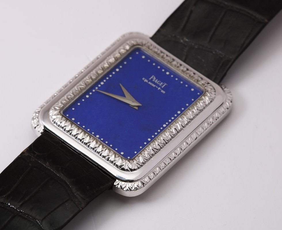 1980's Piaget White Gold Lapis Lazuli Dial Rectangle A L Ancienne Ref. 74121