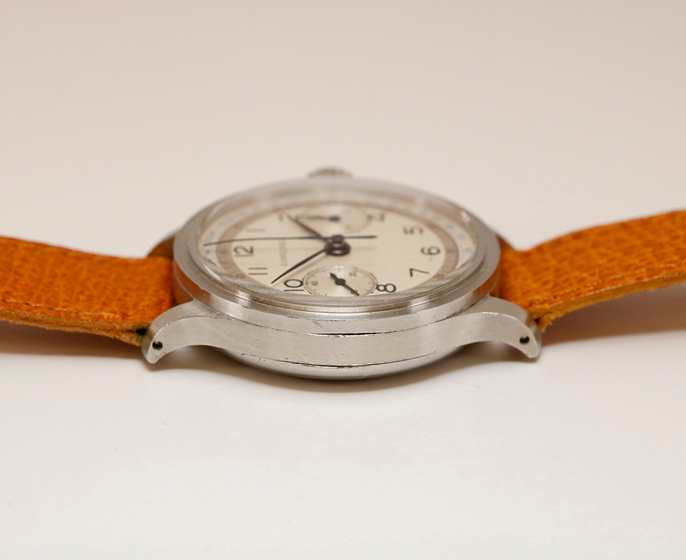 Side Of 1947 Longines Stainless Steel 13ZN Chronograph Ref. 3504