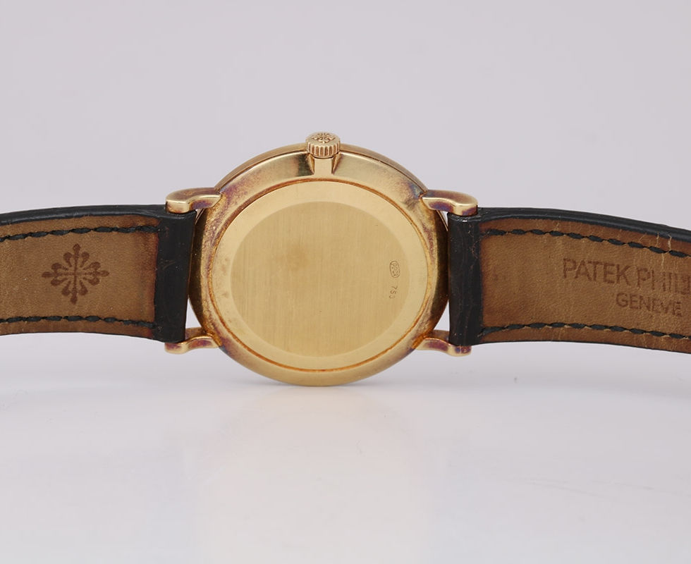 Case Back Of 2005 Patek Philippe Calatrava 18K Yellow Gold Wrist Watch Ref. 3919J