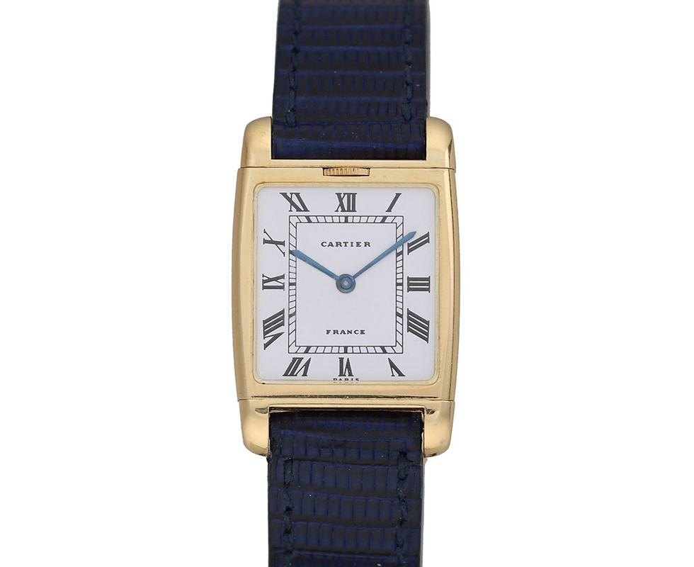 1970's Gold Cartier Reverso Dual Time Tank Paris