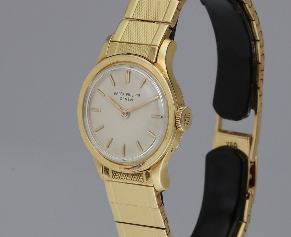1950's Patek Philippe Calatrava Ladies Gold Watch Ref. 3148 With Gold Gubelin Bracelet