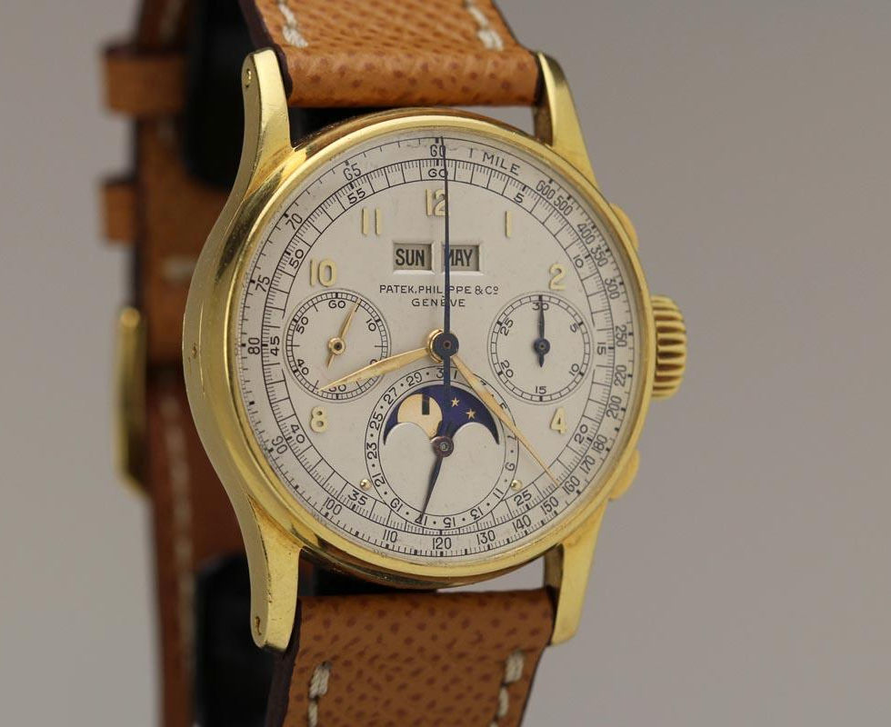 1945 Vintage Patek Philippe Gold Perpetual Calendar Moon Phase Chronograph Ref. 1518