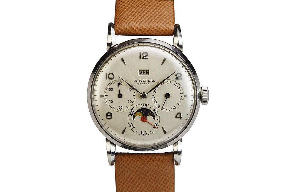1946 Stainless Steel Universal Geneve Triple Date Moon Phase Wrist Watch Ref. 21312
