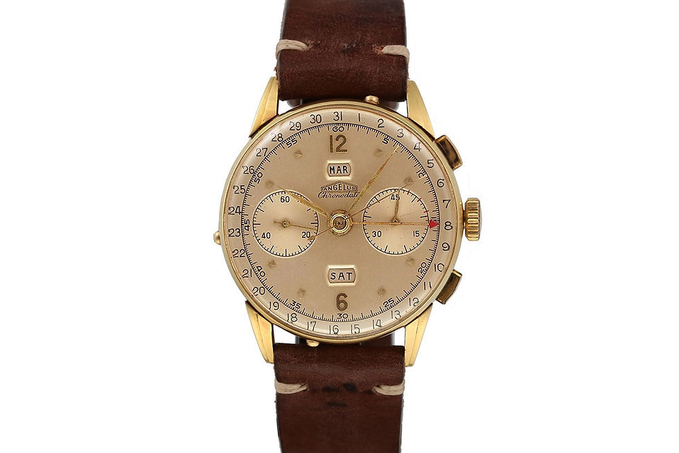 1950's Angelus 18K Yellow Gold Chronodato Wrist Watch