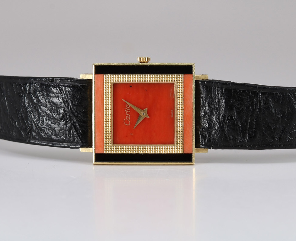1970's Black Onyx & Coral Ladies Piaget for Cartier Gold Watch Ref. 9200