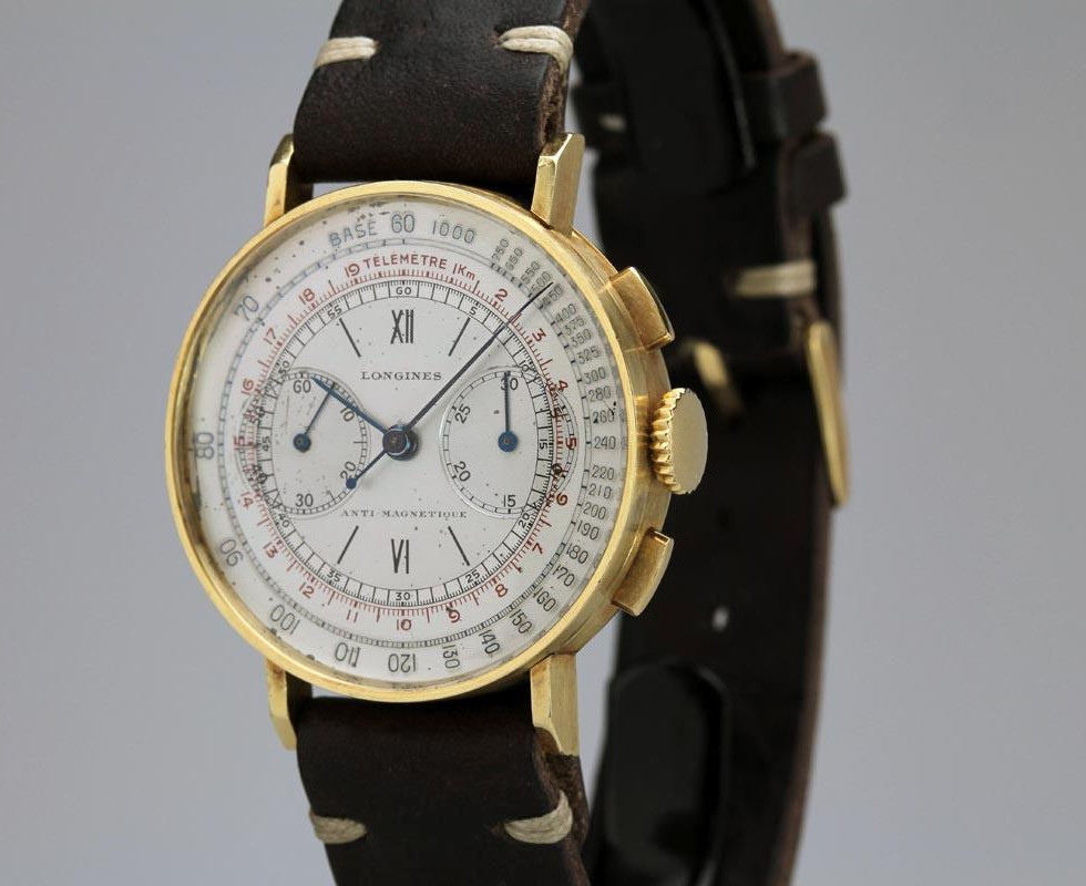 1941 Gold Longines Antimagnetique 13zn Chronograph Ref 4381