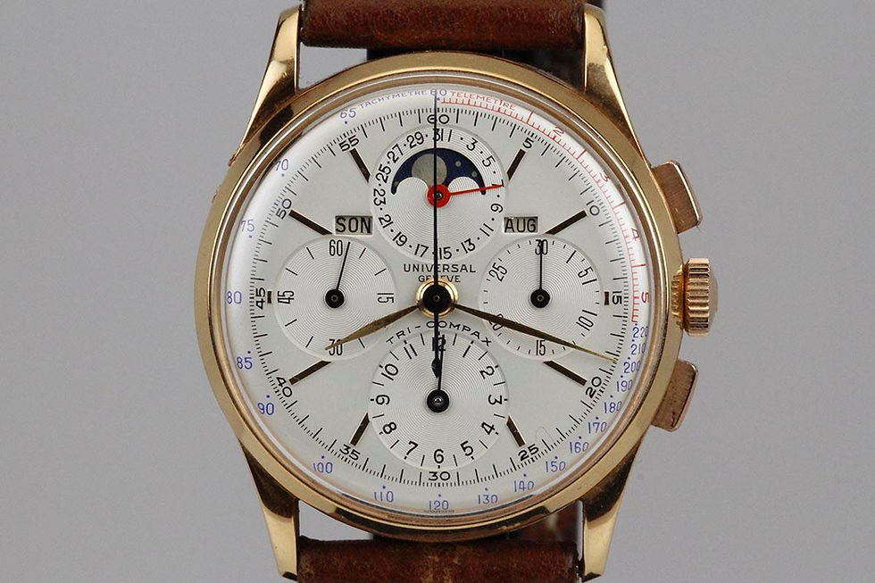 Dial Of 1950's 18k Gose Gold Universal Geneve Tri-Compax Ref. 12295