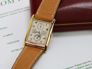 1920's Early Audemars Piguet Rectangular Complete Calendar in Pale Yellow Gold