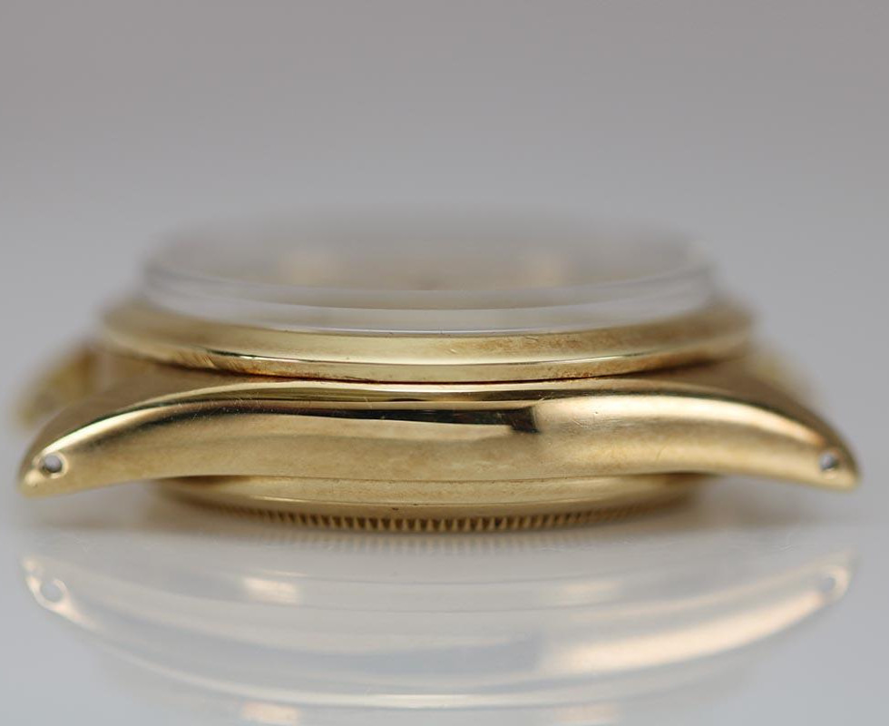 Side of Rolex 14K Gold Chronograph Ref 6238 Retailed by Tiffany & Co.