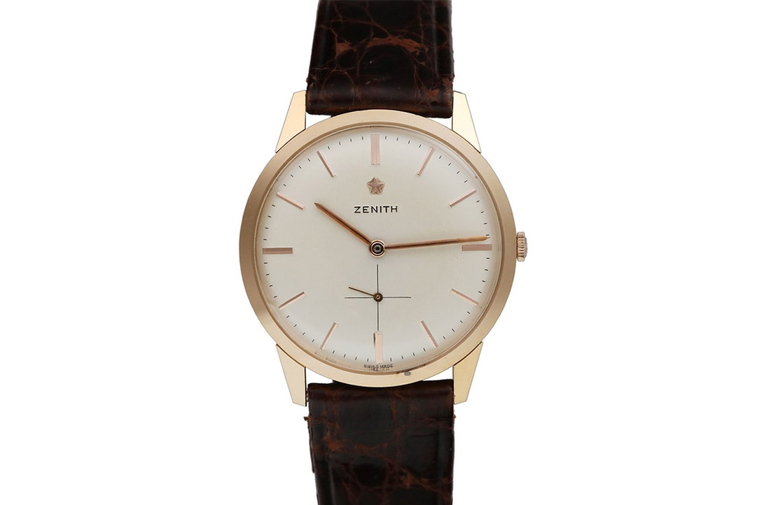 1960's Zenith Pink Gold Dress Watch