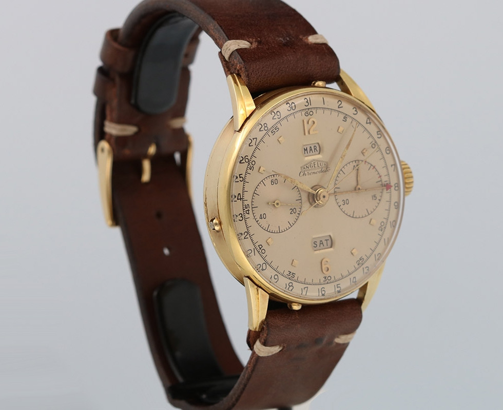 1950's Angelus 18K Yellow Gold Chronodato Wrist Watch