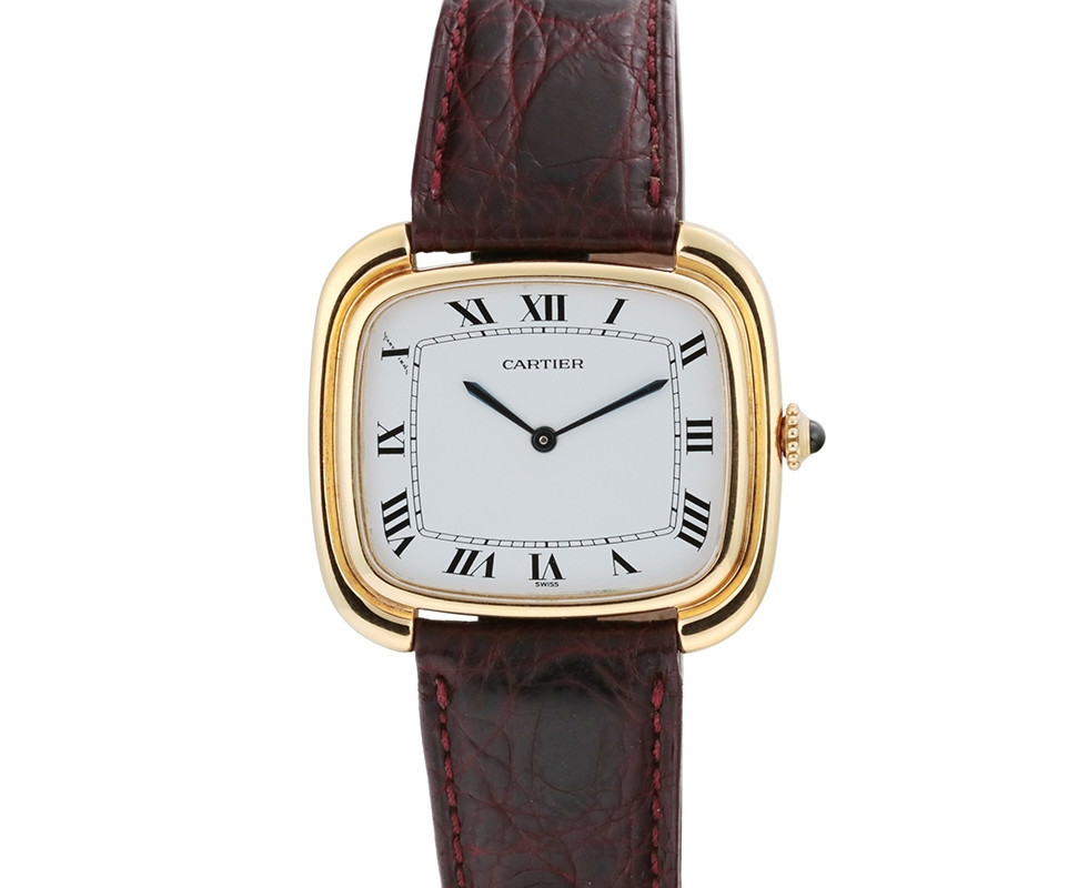 1970's Cartier Paris Jumbo Ellipse 'TV Screen' Wrist Watch in Yellow Gold Ref. 97051