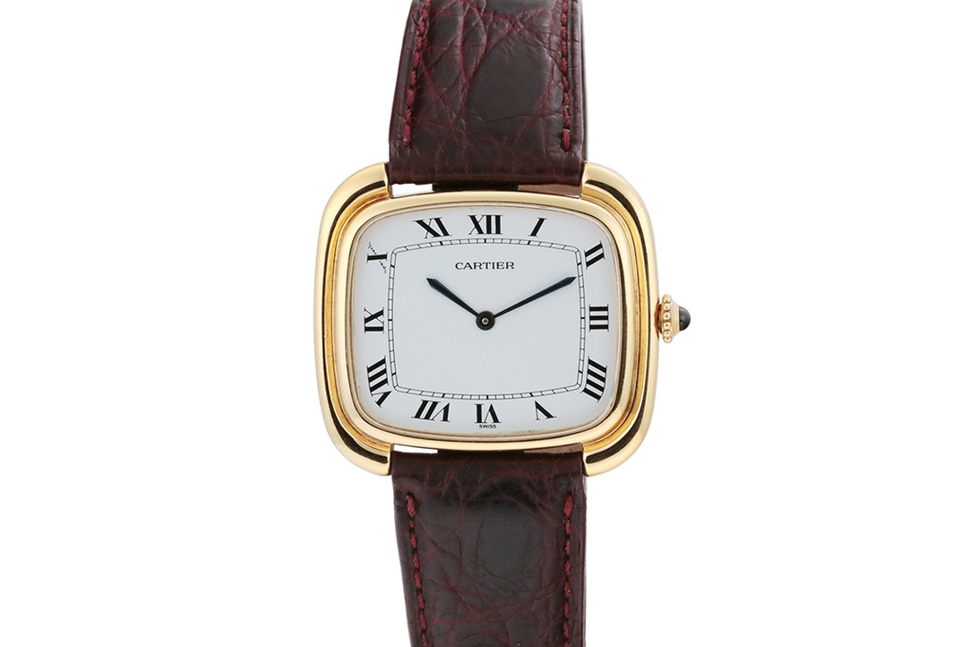 1970's Cartier Paris Jumbo Ellipse 'TV Screen' Wrist Watch in Yellow Gold Ref. 97051