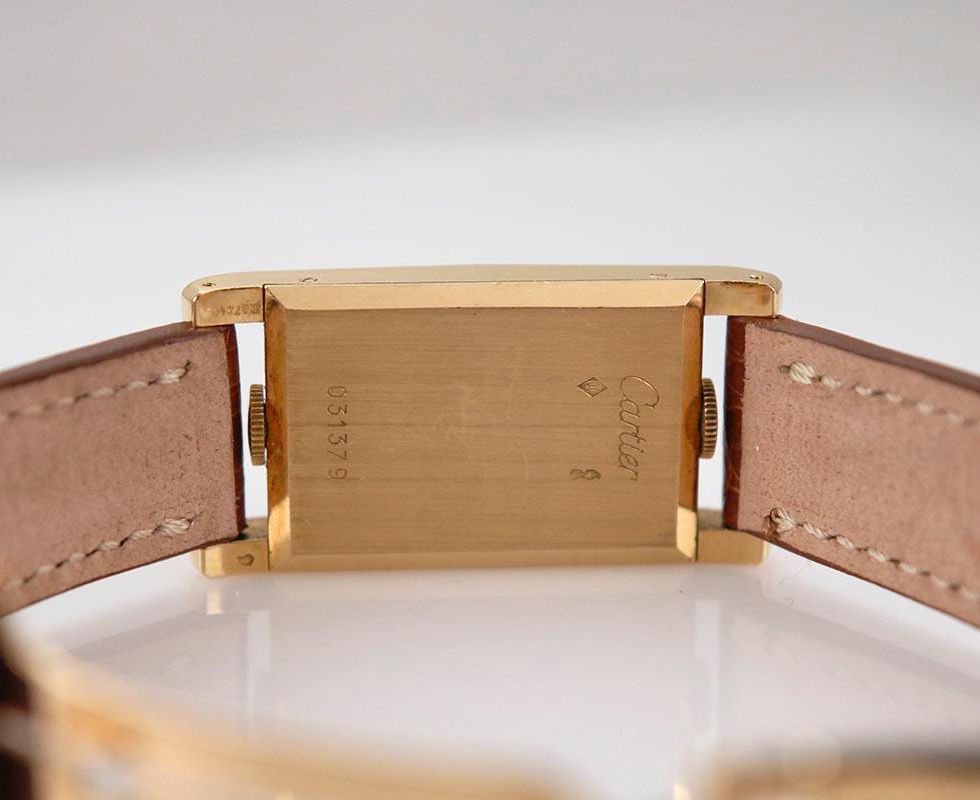 Cartier Paris Dual Time Tank Vintage Gold Wrist Watch Case Back