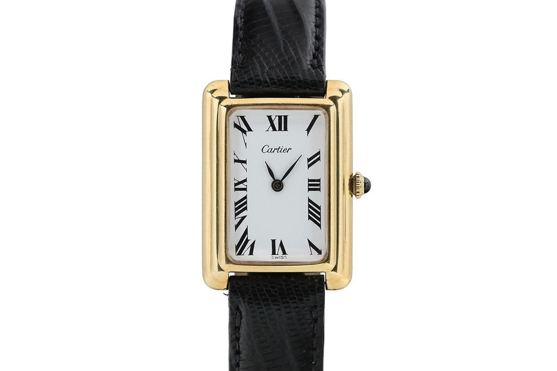 1970's 18K Yellow Gold Tank Watch Retailed By Cartier, Made By Concord