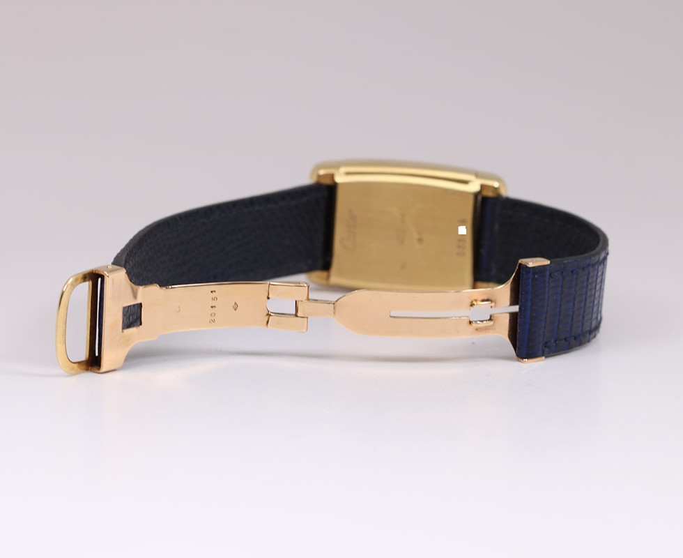 1970's Gold Cartier Reverso Dual Time Tank Paris, Inner Deployant Clasp
