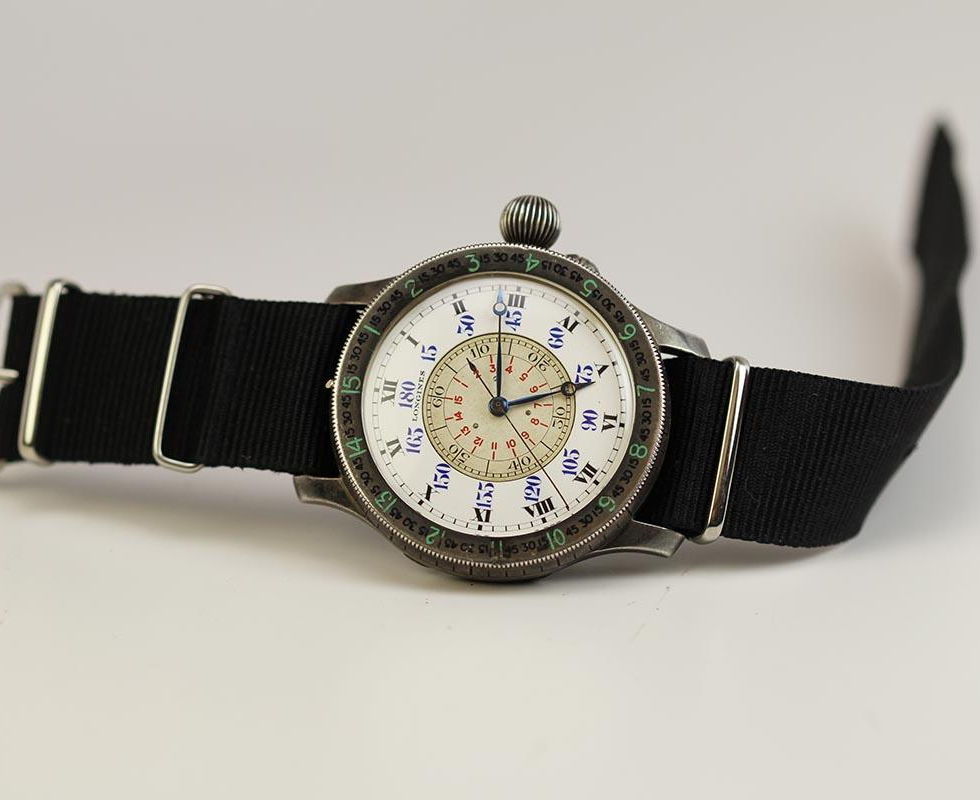 1940's Sterling Silver Longines Lindbergh Aviators Hour Angle Wrist Watch