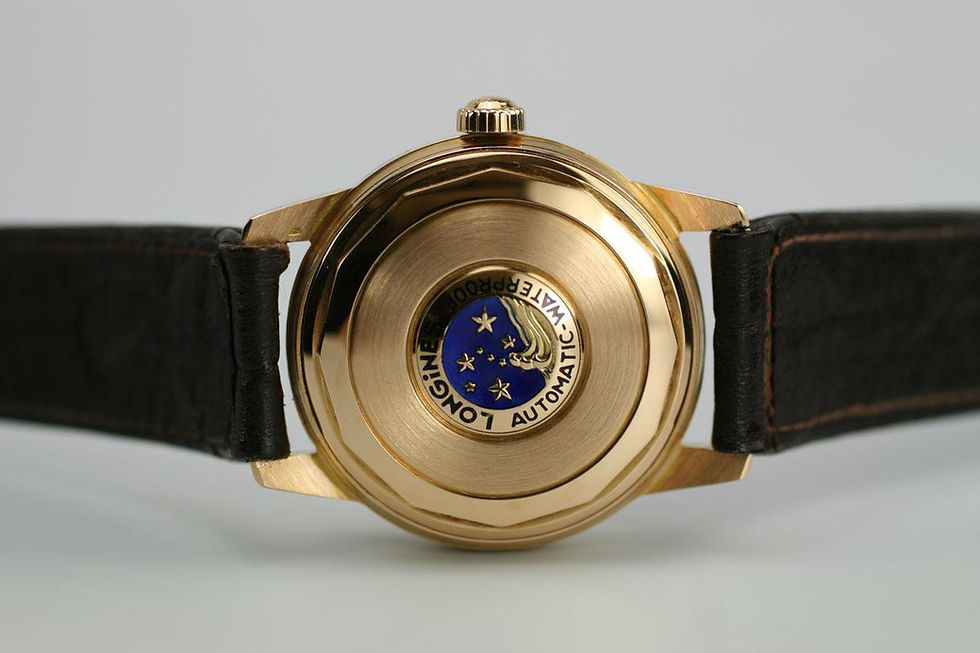 Case Back Of 1960's 18k Gold Longines Conquest Calendar Watch