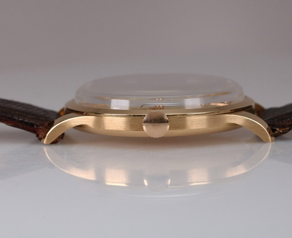 Crown Side Of 1950's Omega Rose Gold Over-Sized Dress Watch Ref. 2609