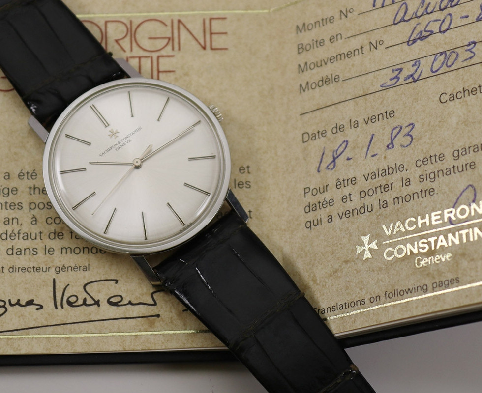 1970's Vacheron & Constantin Stainless Steel Vintage Dress Watch Ref. 6563 With Guaranty Papers
