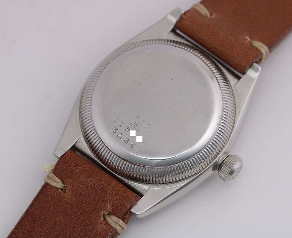 Case Back of 1941 Rolex Stainless Steel Bubbleback Wrist Watch Ref. 3134 With California Dial
