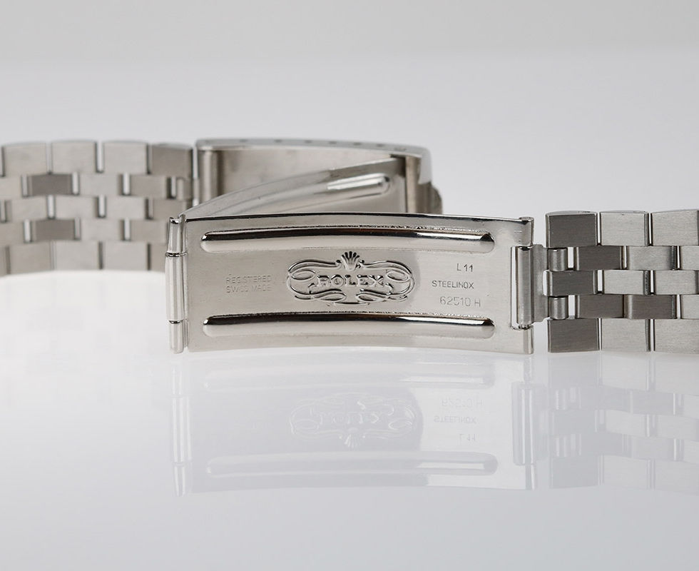 Clasp Of 1990's Rolex Stainless Steel Datejust Wrist Watch With White Gold Fluted Bezel Ref. 16234