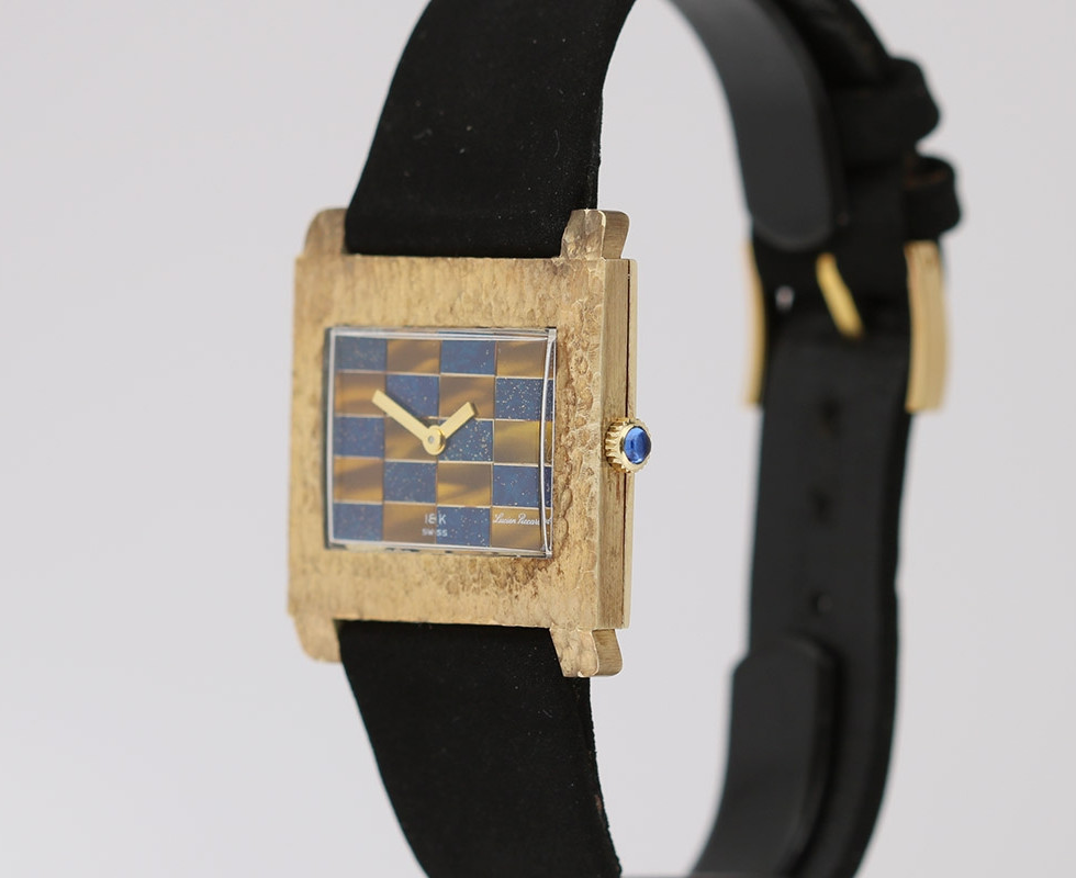 Gold Lucien Piccard Geometric Wristwatch Circa 1970's