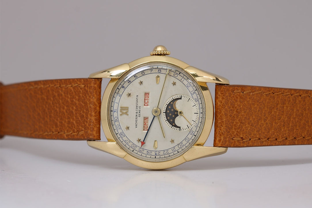 1950's Incredible Star Dial Vacheron Constantin Triple Calendar Moon Phases Wrist Watch Ref. 4461
