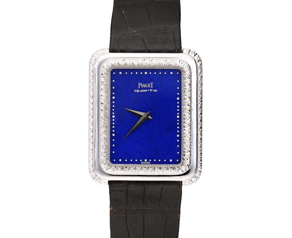 1980's Piaget White Gold Lapis Lazuli Dial Rectangle A L Ancienne Ref. 74121