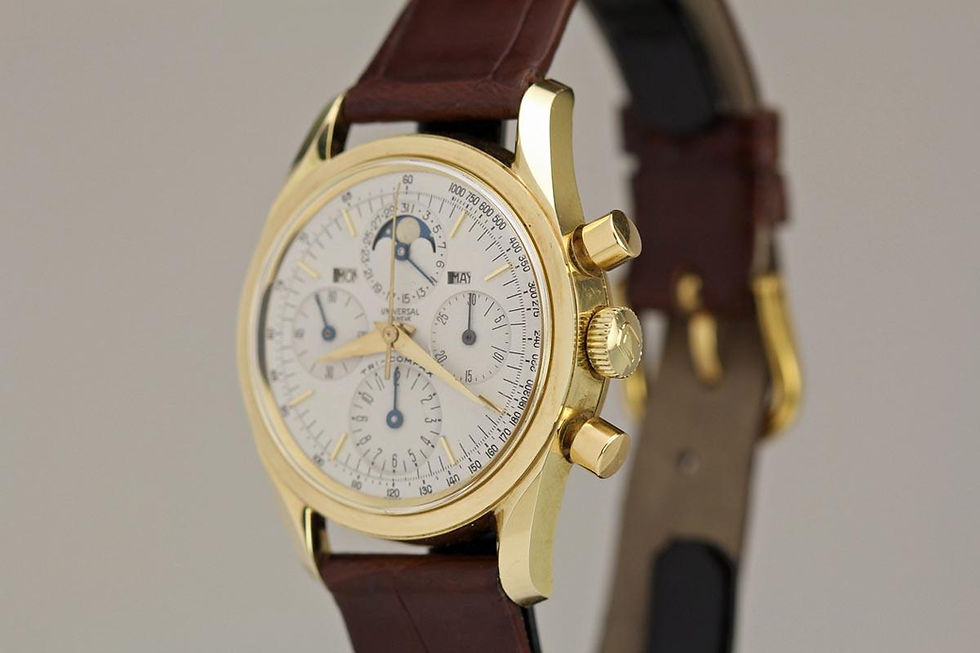 1966 Gold Universal Geneve Tri-Compax Vintage Wrist Watch