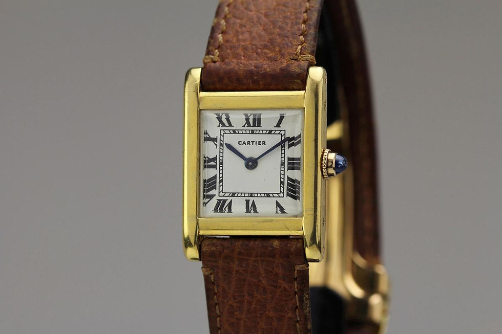 1940's Cartier Tank Normale Gold Wrist Watch Crown Side
