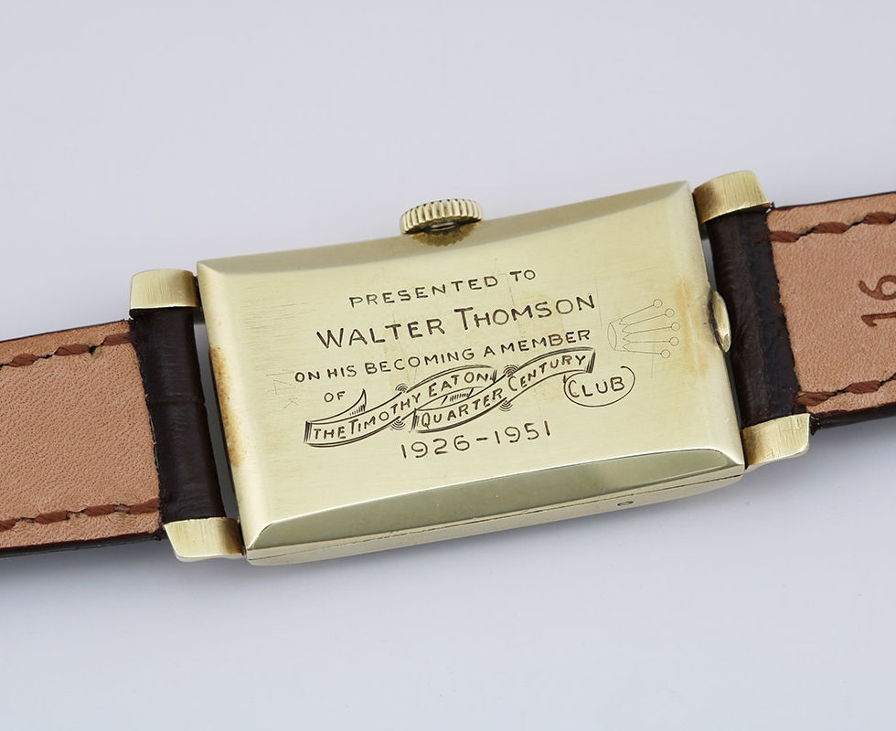 Case Back Of 1948 Rolex Prince 14K Yellow Gold "1/4 Century Club" Ref. 3937