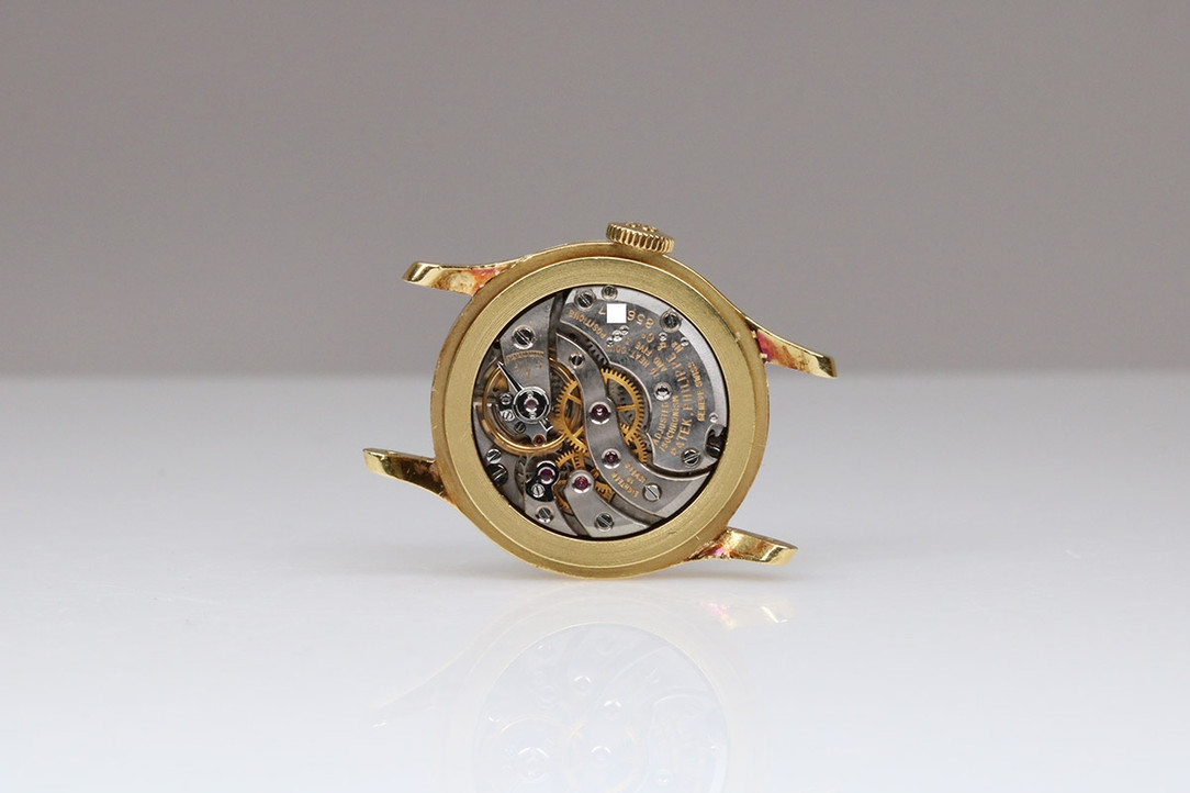 Movement In 1950's Patek Philippe Calatrava Ladies Gold Watch Ref. 3148 With Gold Gubelin Bracelet