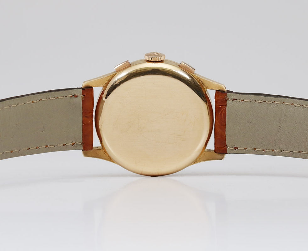 Case Back Of 1954 Universal Geneve Uni-Compax Rose Gold Vintage Chronograph