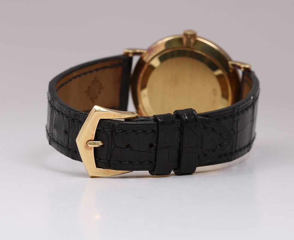 Back Of 2005 Patek Philippe Calatrava 18K Yellow Gold Wrist Watch Ref. 3919J