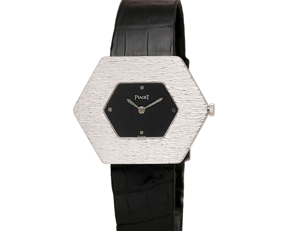 1980's Piaget 18K White Gold Hexagonal Dress Watch
