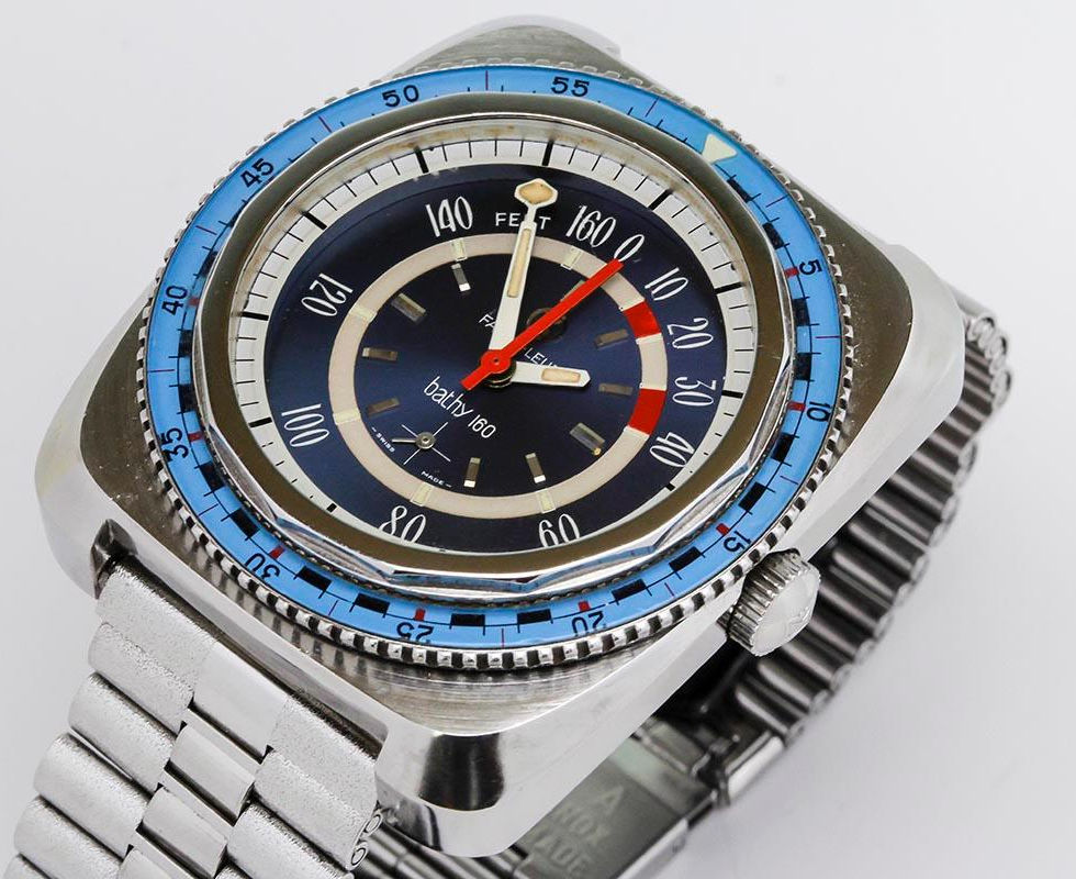1970's Favre-Leuba Bathy 160 Stainless Steel Vintage Dive Watch Ref. 53253