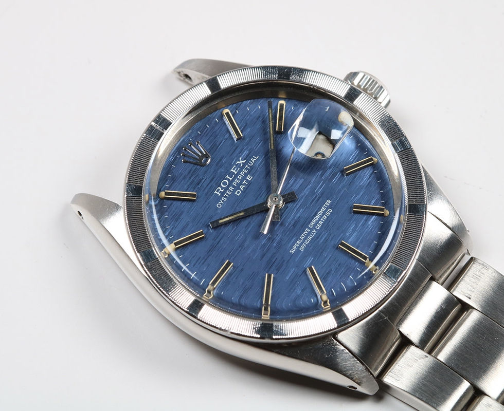 1970 Rolex Date Ref. 1501 Stainless Steel Wrist Watch With Blue Linen Dial