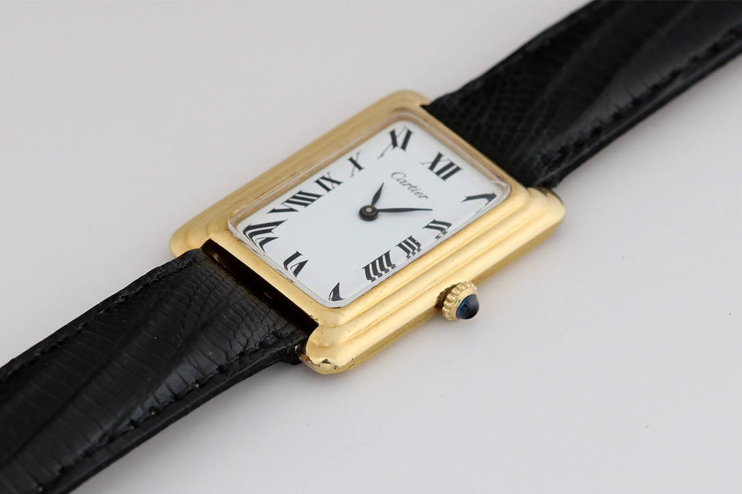 1970's 18K Yellow Gold Tank Watch Retailed By Cartier, Made By Concord