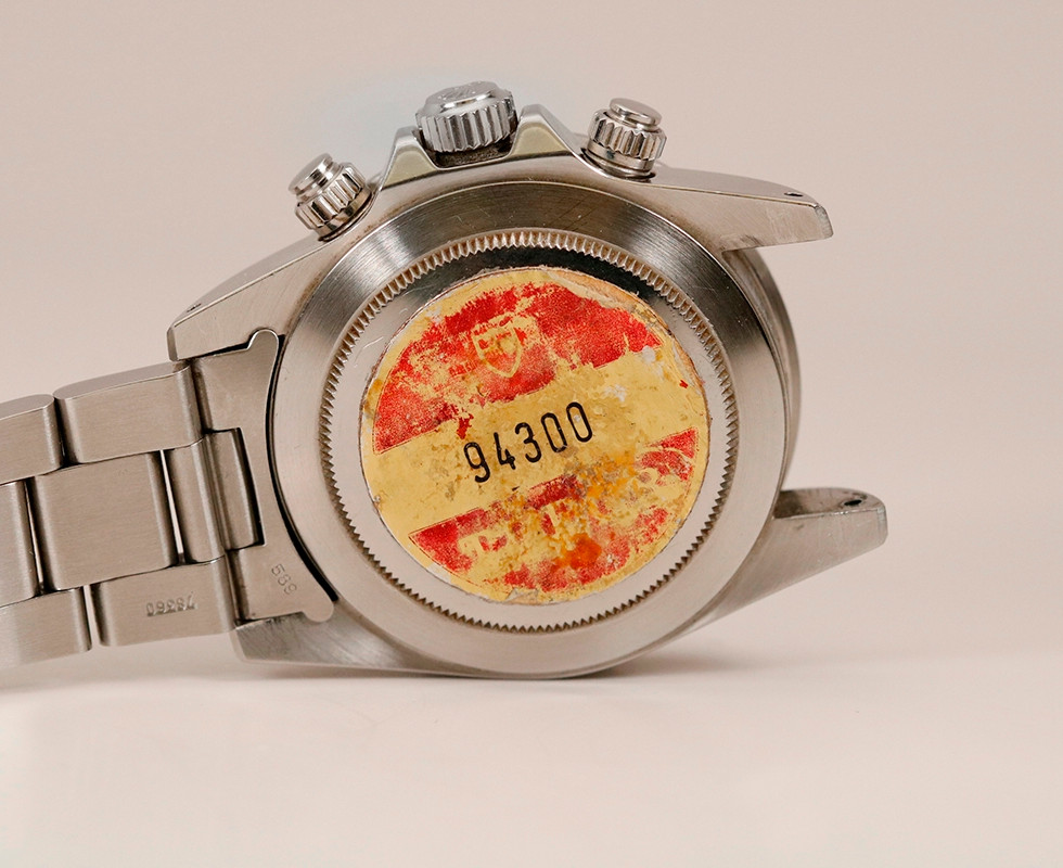 Original Case Back Sticker On 1984 First Series Tudor 'Big Block' Exotic Black Monte Carlo Dial Wrist Watch Ref. 94300